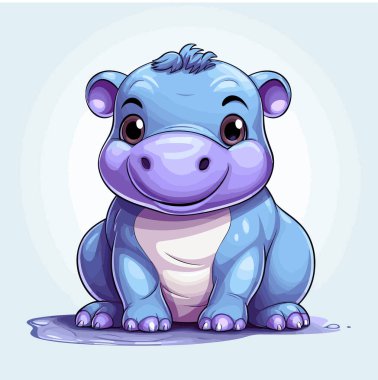 Hippo el yapımı çizgi roman çizimi. Su aygırı. Şirin vektör karalama tarzı karikatür çizimi