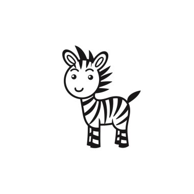 Zebra eliyle çizilmiş çizgi roman çizimi. Zebra. Şirin vektör karalama tarzı karikatür çizimi