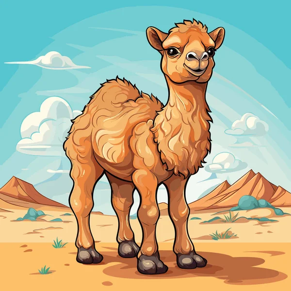 Ilustração Quadrinhos Desenhada Mão Camelo Camelo Bonito Vetor Doodle Estilo — Vetor de Stock