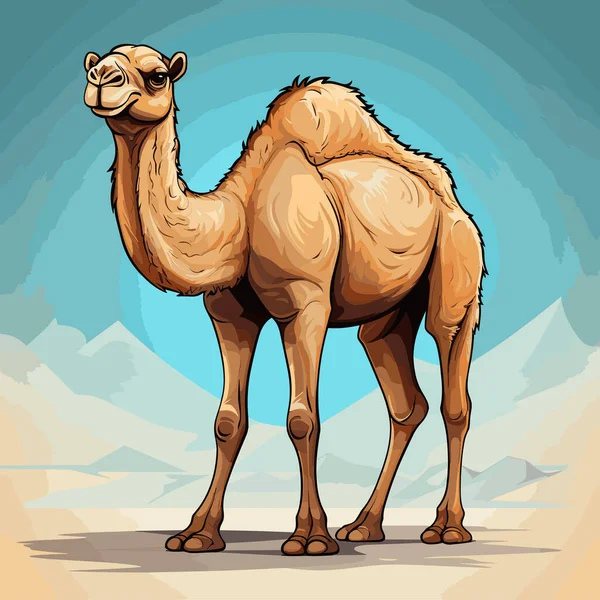 Camel Hand Drawn Comic Illustration Camel Cute Vector Doodle Style — Stock Vector