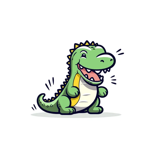 Ilustracja Komiksu Krokodylem Krokodyl Cute Wektor Doodle Styl Kreskówki Ilustracja — Wektor stockowy
