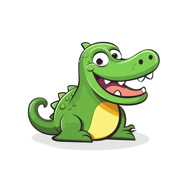 Крокодил Нарисовал Комическую Иллюстрацию Крокодил Симпатичная Векторная Картинка Стиле Мультфильма — стоковый вектор