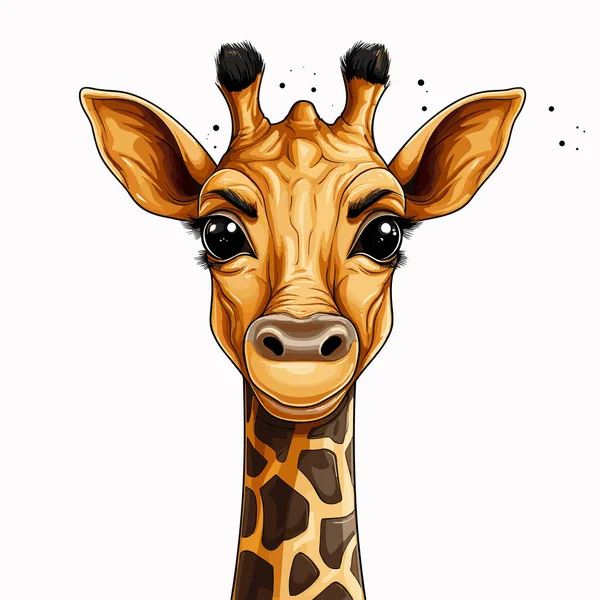 Zürafa Elle Çizilmiş Komik Bir Çizim Zürafa Şirin Vektör Karalama — Stok Vektör