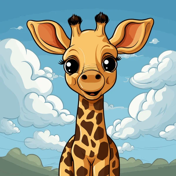 Girafa Desenhada Mão Ilustração Quadrinhos Girafa Bonito Vetor Doodle Estilo — Vetor de Stock