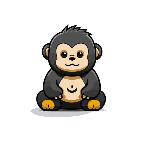 Gorilí Ručně Kreslený Komiks Gorila Roztomilý Vektor Kreslený Styl Kreslené — Stockový vektor