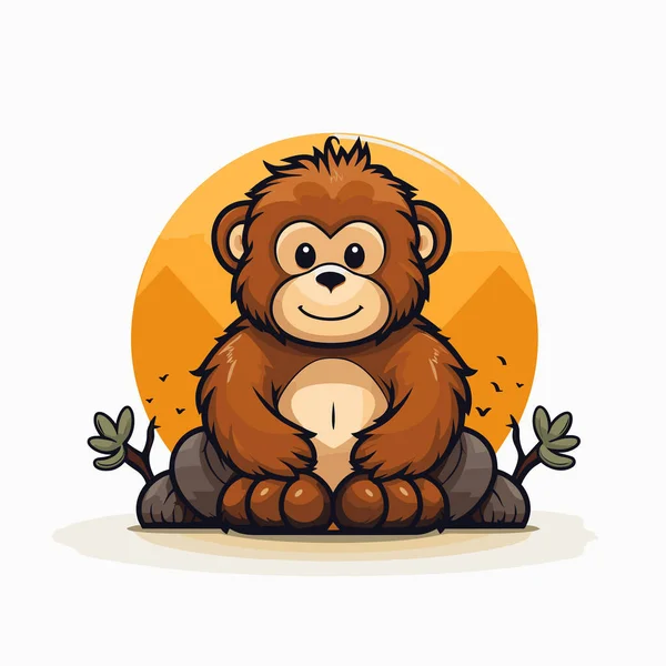 Gorilla Kézzel Rajzolt Képregény Illusztráció Gorilla Vagyok Aranyos Vektor Firka — Stock Vector