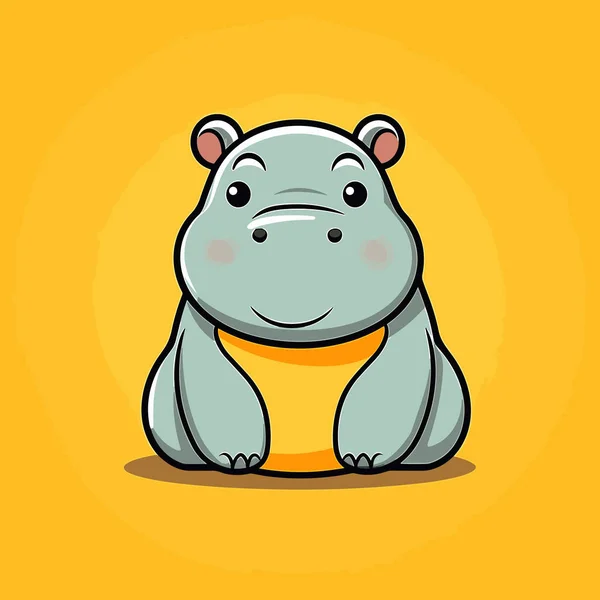 Hipopótamo Dibujado Mano Ilustración Cómica Hipopótamo Lindo Vector Doodle Estilo — Vector de stock