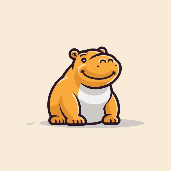 Hipopótamo Dibujado Mano Ilustración Cómica Hipopótamo Lindo Vector Doodle Estilo — Vector de stock