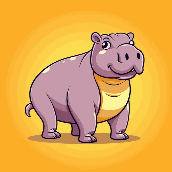 Illustration Dessinée Main Par Hippo Hippopotame Illustration Vectorielle Mignonne Dessin — Image vectorielle