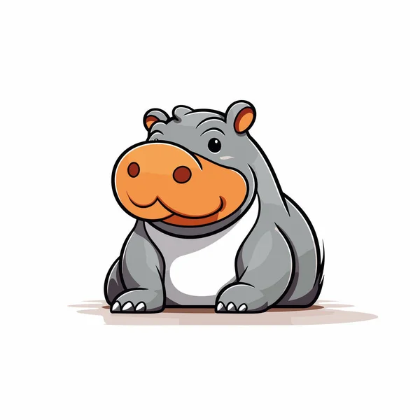 Hipopótamo Dibujado Mano Ilustración Cómica Hipopótamo Lindo Vector Doodle Estilo — Archivo Imágenes Vectoriales
