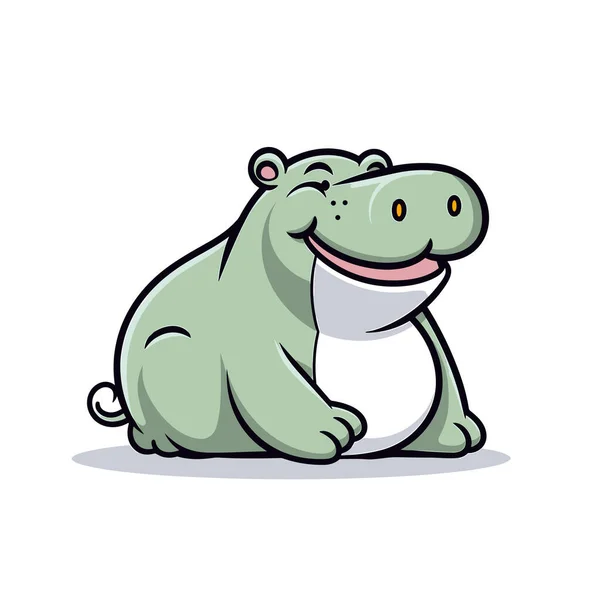 Ilustracja Komiksu Hipopotama Hipopotam Cute Wektor Doodle Styl Kreskówki Ilustracja — Wektor stockowy