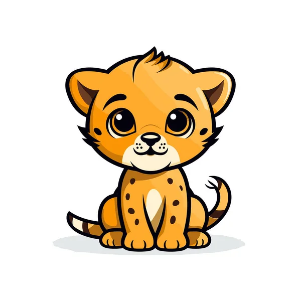 Cheetah Dibujado Mano Ilustración Cómica Cheetah Lindo Vector Doodle Estilo — Vector de stock