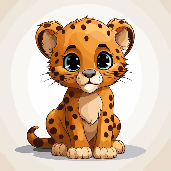 Illustrazione Fumetti Disegnata Mano Cheetah Cheetah Carino Stile Vettoriale Doodle — Vettoriale Stock