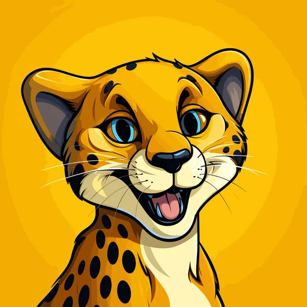Cheetah Hand Drawn Comic Illustration Cheetah Cute Vector Doodle Style — Stock Vector