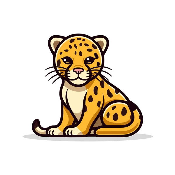 ジャガーの手描きコミックイラスト ジャガー かわいいベクトル落書きスタイルの漫画イラスト — ストックベクタ