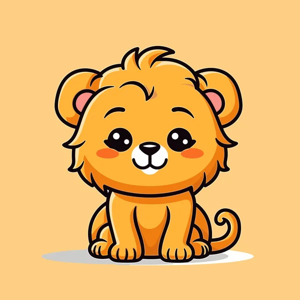Lion Desenat Mână Ilustrație Leul Ilustrație Desene Animate Vectorială Drăguță — Vector de stoc