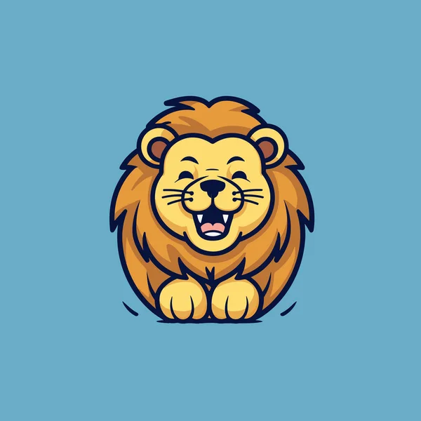Illustration Comique Dessinée Main Par Lion Lion Illustration Vectorielle Mignonne — Image vectorielle