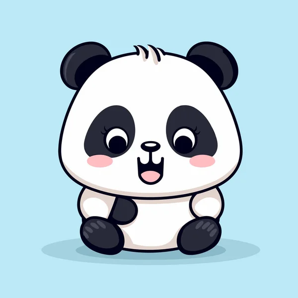 Panda Dibujado Mano Ilustración Cómica Panda Lindo Vector Doodle Estilo — Vector de stock
