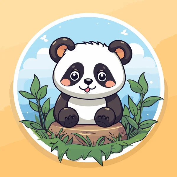 Panda Dibujado Mano Ilustración Cómica Panda Lindo Vector Doodle Estilo — Vector de stock