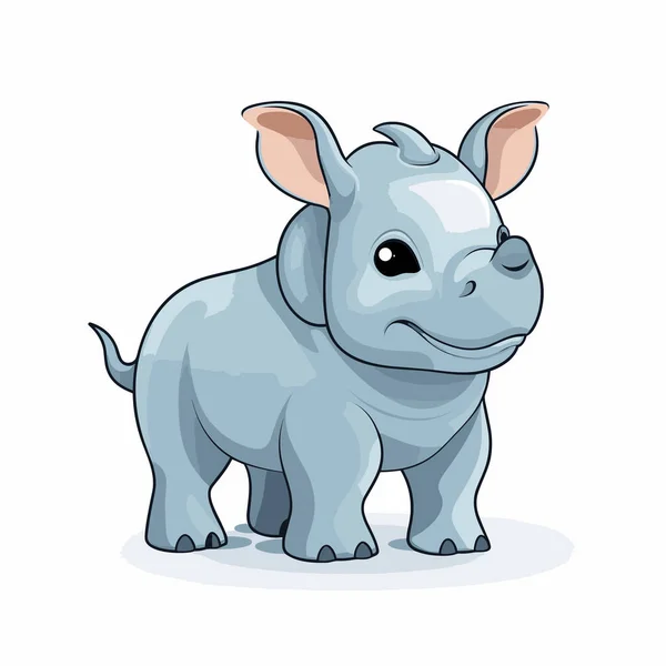 Rhino Met Hand Getekend Stripverhaal Neushoorn Leuke Vector Doodle Stijl — Stockvector