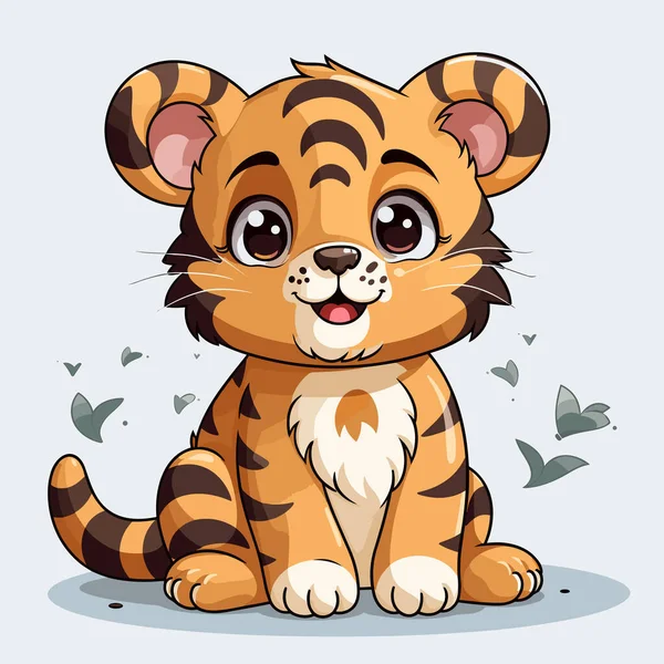 Tygří Ručně Kreslený Komiks Tygr Roztomilý Vektor Kreslený Styl Kreslené — Stockový vektor