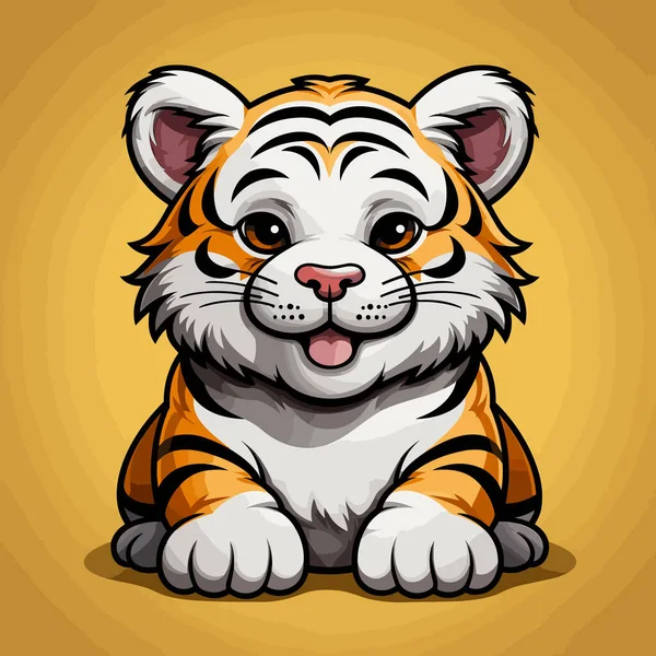 Handgezeichnete Comic Illustration Des Tigers Tiger Nette Vektor Doodle Stil — Stockvektor