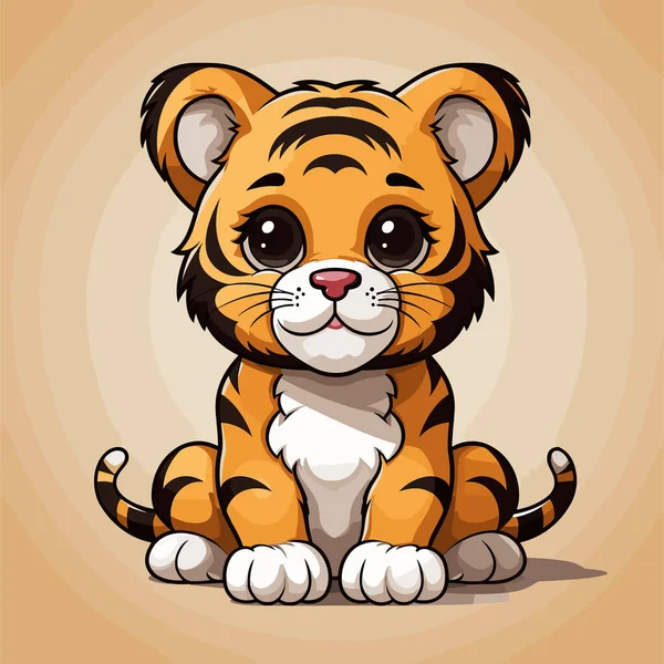 Тигр Нарисовал Комическую Иллюстрацию Вручную Тигр Симпатичная Векторная Картинка Стиле — стоковый вектор