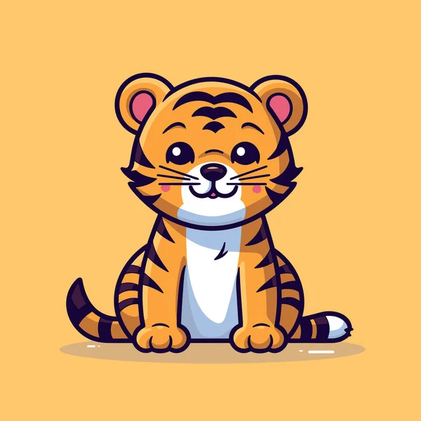 Ilustracja Komiksu Tygrysem Tygrys Cute Wektor Doodle Styl Kreskówki Ilustracja — Wektor stockowy