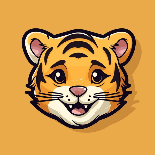 Тигр Нарисовал Комическую Иллюстрацию Вручную Тигр Симпатичная Векторная Картинка Стиле — стоковый вектор
