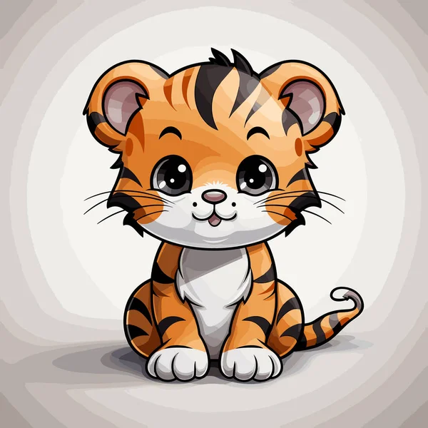 Tiger Hand Drawn Comic Illustration Tiger Cute Vector Doodle Style — Stock Vector