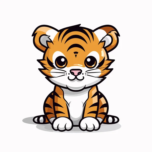Tigre Dibujado Mano Ilustración Cómica Tigre Lindo Vector Doodle Estilo — Vector de stock