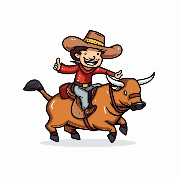 Rodeo Vagyok Cowboy Bikán Lovagol Cowboy Lovagolt Egy Bika Kézzel — Stock Vector