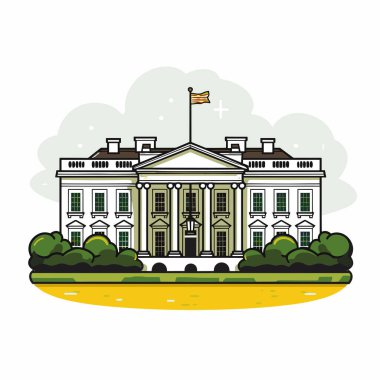 Beyaz Saray el yapımı çizgi roman çizimi. Beyaz Saray. Vektör karalama stili çizgi film çizimi