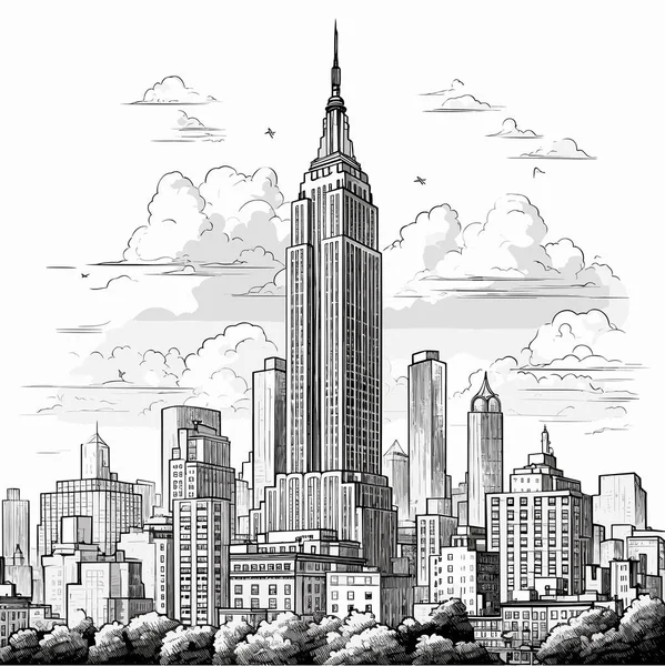 Empire State Building Tegnet Tegneseriefigurer Empire State Building Vector Doodle – stockvektor