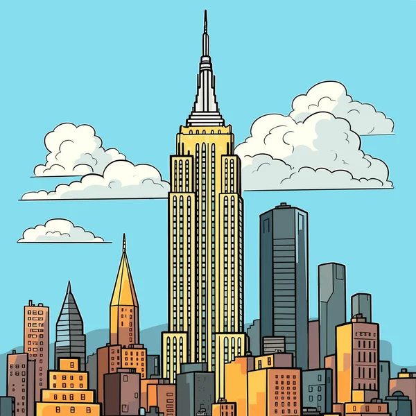 Empire State Building Ilustración Cómica Dibujada Mano Edificio Empire State — Archivo Imágenes Vectoriales