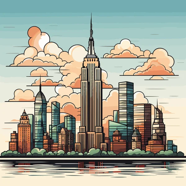 Empire State Building Illustrazione Fumetti Disegnata Mano Empire State Building — Vettoriale Stock