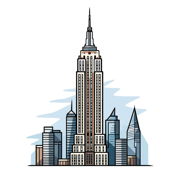Empire State Building Illustrazione Fumetti Disegnata Mano Empire State Building — Vettoriale Stock