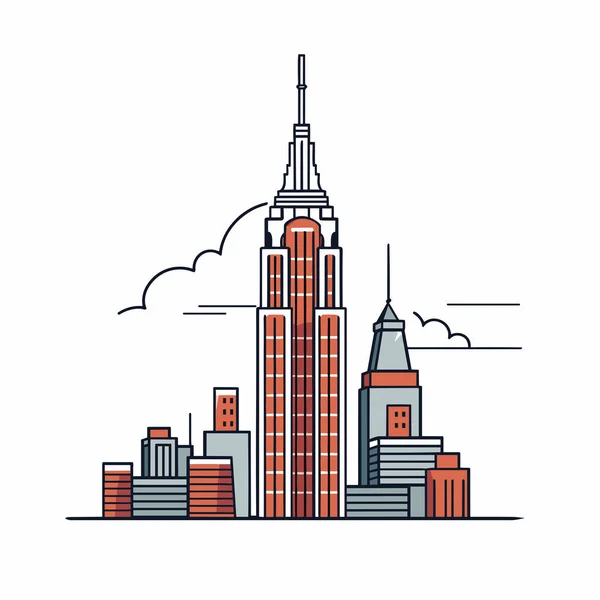 Empire State Building Kézzel Rajzolt Képregény Illusztráció Empire State Building — Stock Vector
