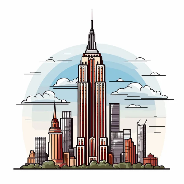 Empire State Building Handritad Serietidning Empire State Building Vektor Klotter — Stock vektor