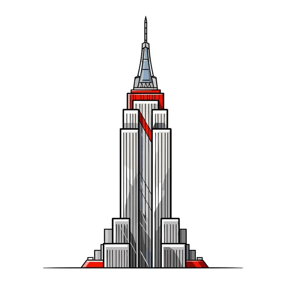 Empire State Building Ζωγραφισμένα Στο Χέρι Κωμική Απεικόνιση Εμπάιρ Στέιτ — Διανυσματικό Αρχείο