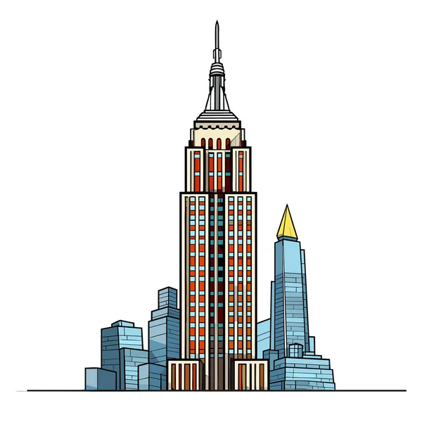 Handgezeichnete Comic Illustration Des Empire State Building Empire State Building — Stockvektor