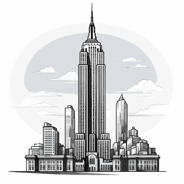 Empire State Building Ręcznie Rysowany Komiks Ilustracji Empire State Building — Wektor stockowy