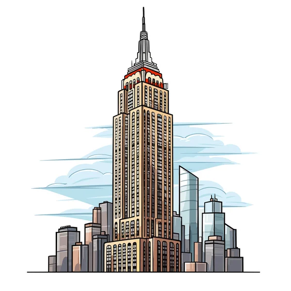 Empire State Building Ilustração Cômica Desenhada Mão Empire State Building —  Vetores de Stock