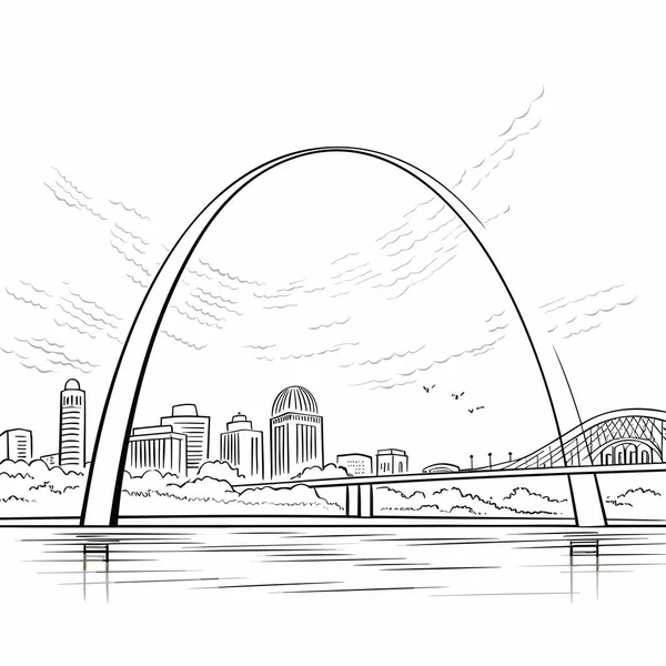 Gateway Arch Hand Drawn Comic Illustration Gateway Arch Vector Doodle — Stock Vector