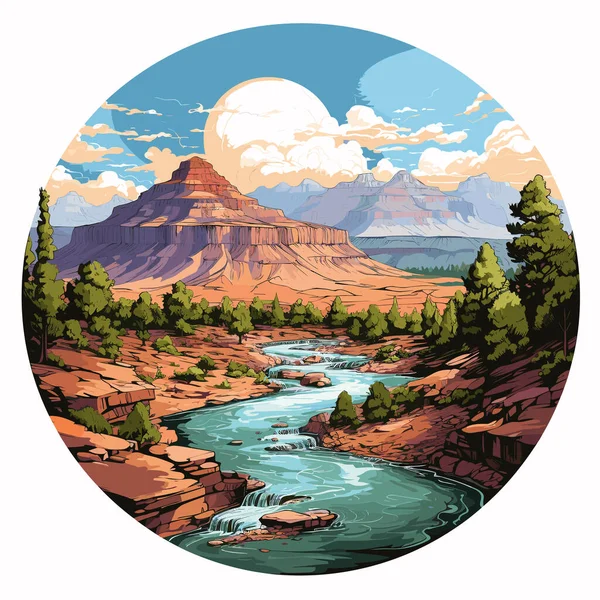 Illustrazione Fumetti Disegnata Mano Dal Grand Canyon Grand Canyon Illustrazione — Vettoriale Stock