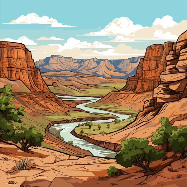Grand Canyon Hand Drawn Comic Illustration Grand Canyon Vector Doodle — Stock Vector