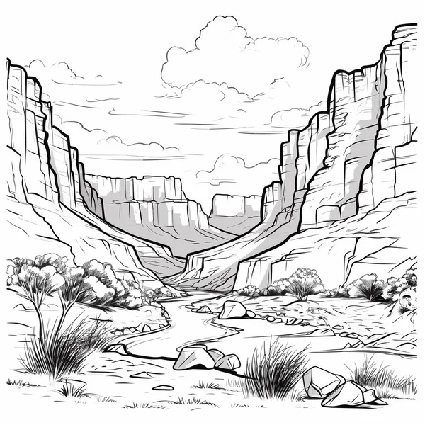 Комічна Ілюстрація Великого Каньйону Великий Каньйон Векторний Каракулі Стиль Мультфільм — стоковий вектор