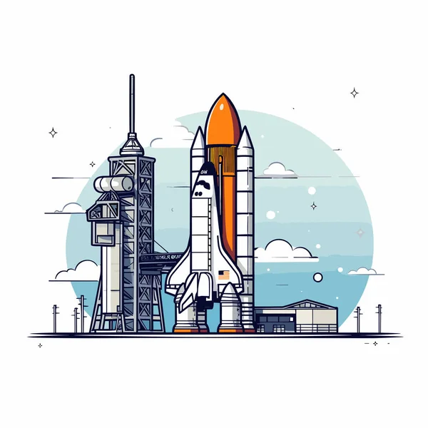 Kennedy Space Center Ilustración Cómica Dibujada Mano Centro Espacial Kennedy — Vector de stock