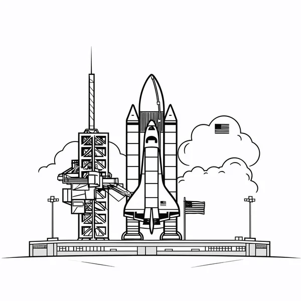 Handgezeichnete Comic Illustration Des Kennedy Space Center Kennedy Space Center — Stockvektor