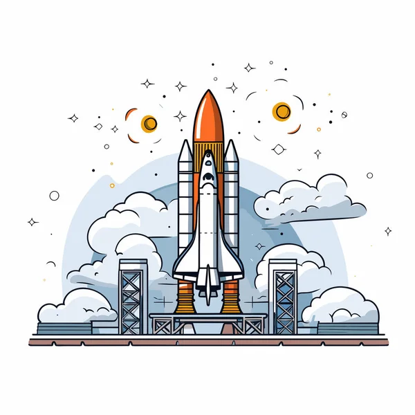 Kennedy Space Center Hand Drawn Comic Illustration Kennedy Space Center — Stock Vector